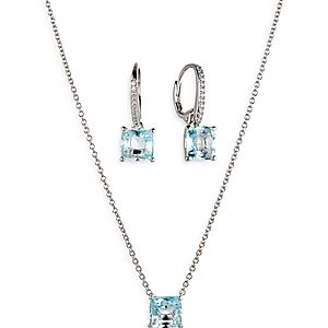 Nadri Bridesmaids Colored Stud Earrings & Pendant Necklace Set- 4477758