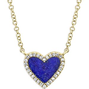 Moon & Meadow 14K Yellow Gold Lapis Lazuli & Diamond Heart Pendant Necklace, 16-18 - 100% Exclusive- 4475734