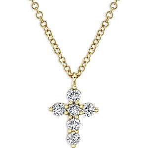 Moon & Meadow 14K Yellow Gold Diamond Cross Pendant Necklace, 16-18 - 100% Exclusive- 4475739