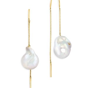 Bloomingdale's Cultured Pearl Threader Earrings in 14K Yellow Gold - 100% Exclusive- 4456375