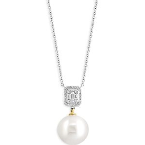 Bloomingdale's Cultured Freshwater Pearl & Diamond Pendant Necklace in 14K Yellow & White Gold, 18 - 100% Exclusive- 4465787