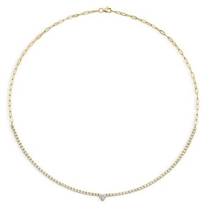 Moon & Meadow 14K Yellow Gold Diamond Pave Heart Collar Necklace, 18 - 100% Exclusive- 4489938