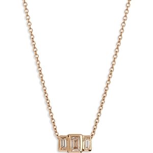 Apres Jewelry 14K Yellow Gold Diamond Trio Baguette Charm Necklace, 16-19- 4475954