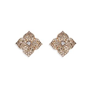 Piranesi 18K Rose Gold Piranesi Flower Champagne & White Diamond Flower Stud Earrings- 4482082