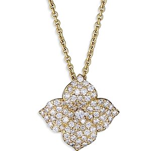 Piranesi 18K Yellow Gold Diamond Small Flower Necklace, 16- 4482104
