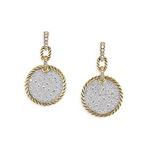 David Yurman 18K Yellow Gold Dy Elements Pave Diamond Convertible Drop Earrings- 4360723