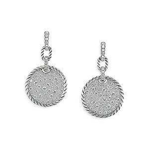 David Yurman Sterling Silver Dy Elements Pave Diamond Convertible Drop Earrings- 4360769