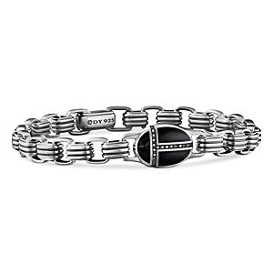 David Yurman Men's Sterling Silver Cairo Onyx & Black Diamond Bracelet- 4360811