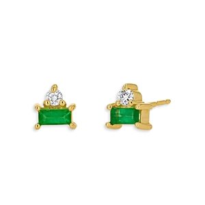 Rachel Reid 14K Yellow Gold Emerald & Diamond Stud Earrings- 4464933