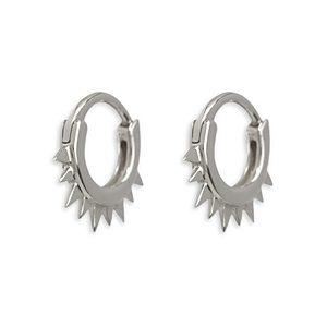 Apres Jewelry 14K White Gold Crown Huggie Hoop Earrings- 4499048
