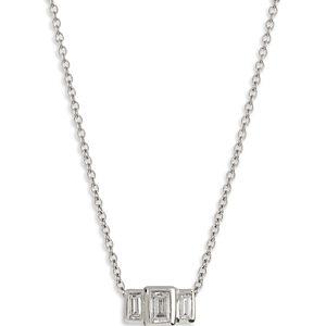 Apres Jewelry 14K White Gold Diamond Trio Baguette Charm Necklace, 16-19- 4486675