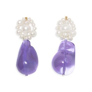 Completedworks Tra-La-La Ii Green & Cultured Pearl Drop Earrings- 4479016