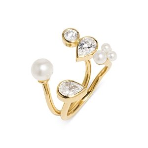 Completedworks Weird Fishes Cubic Zirconia & Cultured Freshwater Pearl Ear Cuff- 4479019
