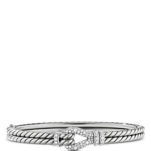 David Yurman Sterling Silver Thoroughbred Pave Diamond Loop Bracelet, 5.5mm- 4360760