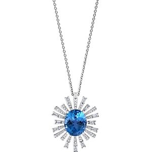 Bloomingdale's Blue Topaz & Diamond Starburst Pendant Necklace in 14K White Gold, 18 - 100% Exclusive- 3984410