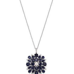 Bloomingdale's Sapphire & Diamond Flower Pendant Necklace in 14K White Gold, 18 - 100% Exclusive- 4495114