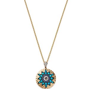 Bloomingdale's Sapphire, Turquoise & Diamond Evil Eye Pendant Necklace in 14K Yellow Gold, 16-18 - 100% Exclusive- 4506830