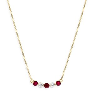 Bloomingdale's Ruby & Diamond Curved Bar Necklace in 14K Yellow Gold, 16 - 100% Exclusive- 4500336