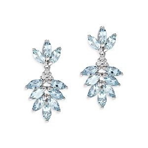 Bloomingdale's Aquamarine & Diamond Statement Drop Earrings in 14K White Gold - 100% Exclusive- 4938130