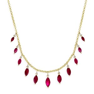 Bloomingdale's Ruby & Diamond Droplet Necklace in 14K Yellow Gold, 16 - 100% Exclusive- 4500334