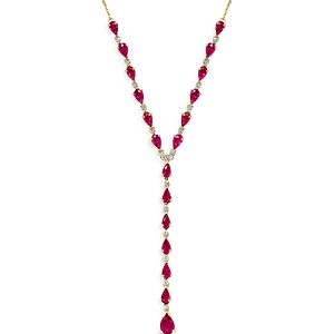 Bloomingdale's Ruby & Diamond Lariat Necklace in 14K Yellow Gold, 17.5 - 100% Exclusive- 4500333