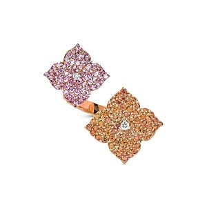 Piranesi 18K Rose Gold Double Flower Pink & Orange Sapphire Ring- 4482107