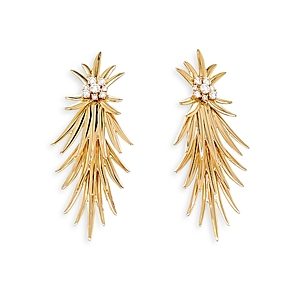 Hueb 18K Yellow Gold Tribal Diamond Frond Drop Earrings- 4475779