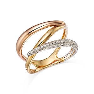 Bloomingdale's Diamond Pave Crossover Ring in 14K Yellow, White & Rose Gold, 0.20 ct. t.w. - 100% Exclusive- 4492446