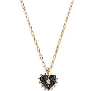 Bloomingdale's Black & White Diamond Heart Pendant Necklace in 14K Yellow Gold, 18 - 100% Exclusive- 4491570