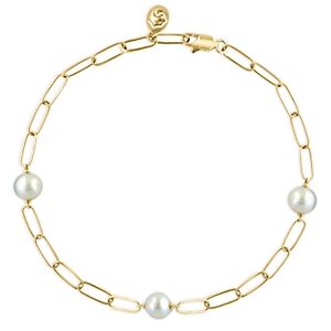 Bloomingdale's Cultured Freshwater Pearl Paperclip Link Chain Bracelet in 14K Yellow Gold - 100% Exclusive- 4465743
