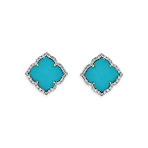 Piranesi 18K White & Yellow Gold Capri Turquoise & Diamond Stud Earrings- 4482096
