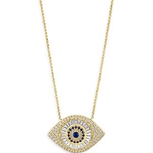 Bloomingdale's Blue Sapphire & Diamond Evil Eye Pendant Necklace in 14K Yellow Gold, 17.5 - 100% Exclusive- 4495115