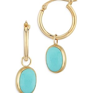 Bloomingdale's Turquoise Dangle Hoop Earrings in 14K Yellow Gold - 100% Exclusive- 4514309