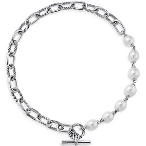 David Yurman Sterling Silver Dy Madison South Sea & Cultured Freshwater Pearl Toggle Necklace, 18- 4360792