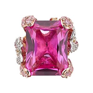 Anabela Chan 18K Rose Gold Plated Sterling Silver English Garden Simulated Pink Sapphire & Diamond Cinderella Ring- 4508293