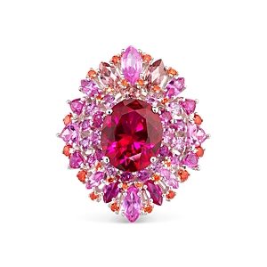 Anabela Chan 18K White Gold Plated Sterling Silver Tutti Frutti Simulated Gemstone & Diamond Ruby Mirage Ring- 4508300