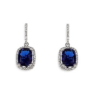 Anabela Chan 18K White Gold Plated Sterling Silver Constellation Collection Simulated Sapphire & Diamond Comet Earrings- 4508310