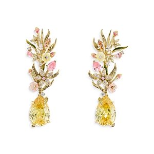 Anabela Chan 18K Yellow Gold Plated Sterling Silver English Garden Simulated Gemstone & Diamond Posie Earrings- 4508326