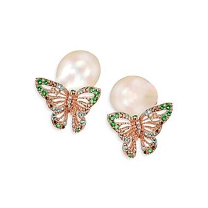 Anabela Chan Butterfly Orchard Cultured Freshwater Pearl & Simulated Stone Stud Earrings- 4508318