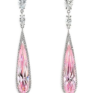 Anabela Chan 18K White Gold Plated Sterling Silver Constellation Collection Simulated Pink Sapphire & Diamond Shard Earrings- 4508340