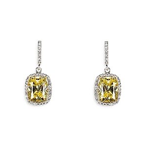 Anabela Chan 18K White Gold Plated Sterling Silver Constellation Collection Simulated White & Yellow Diamond Comet Earrings- 4508306