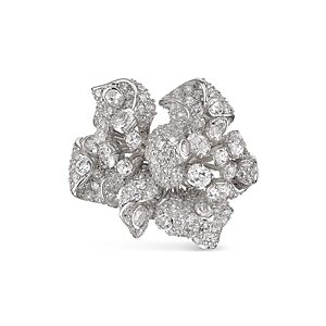 Anabela Chan 18K White Gold Plated Sterling Silver Fleurs D'Elixir Simulated Diamond Magnolia Ring- 4508305
