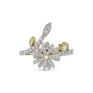 Anabela Chan 18K White & Yellow Gold Plated Sterling Silver English Garden Simulated Diamond Mini Daisy Ring- 4508323