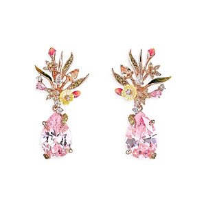Anabela Chan 18K Gold Vermeil English Garden Mother of Pearl & Simulated Stone Mini Pink Posie Drop Earrings- 4508344
