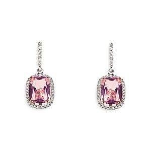 Anabela Chan 18K White Gold Plated Sterling Silver Constellation Collection Simulated Diamond & Morganite Comet Earrings- 4508311