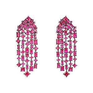 Anabela Chan Black Rhodium-Plated Sterling Silver Mermaid's Tail Synthesized Ruby Chandelier Earrings- 4508383