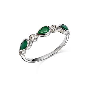 Bloomingdale's Emerald & Diamond Band in 14K White Gold - 100% Exclusive- 4499148