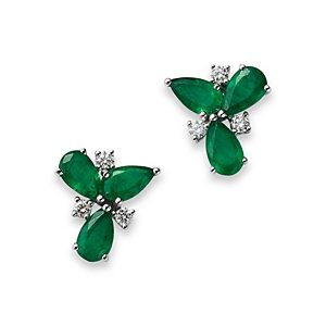 Bloomingdale's Emerald & Diamond Stud Earrings in 14K White Gold - 100% Exclusive- 4499150