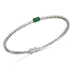 Bloomingdale's Emerald & Diamond Bracelet in 14K White Gold - 100% Exclusive- 4499151