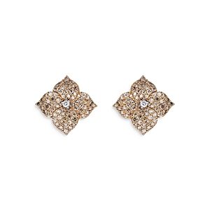 Piranesi 18K Rose Gold Champagne & White Diamond Flower Earrings- 4482089